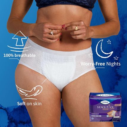 TENA Sensitive Care Overnight Incontinence Underwear for Women, Large, 64 Count