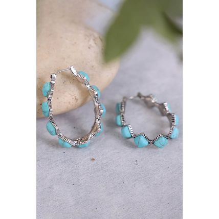 Green Square Turquoise Gem Earrings