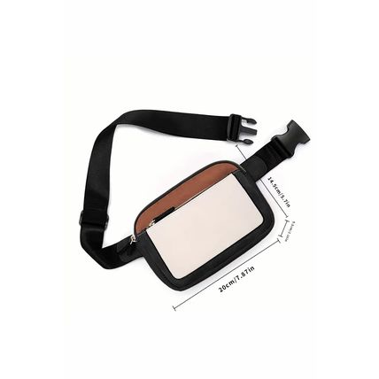 White Leather Colorblock Zipped Removable Clip Crossbody Bag