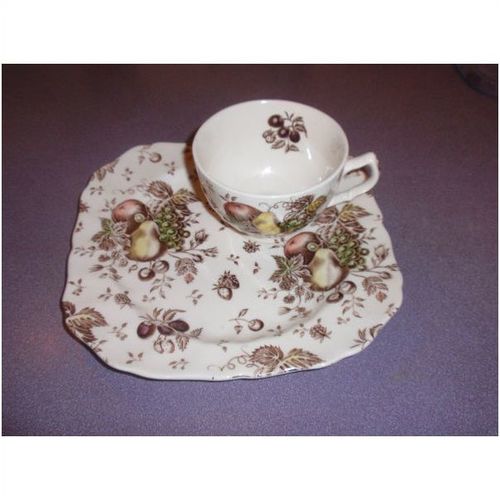 Vintage Johnson Brothers Autumn's Delight Snack Plate and Cup Set
