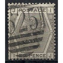1876 SG147 6d Grey Plate 15 Good Used (blunt Perfs at left) Check Letters "IJ".