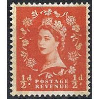 1957 SG561 1/2d Orange-Red Wilding with Graphite Lines Unmounted Mint . ..