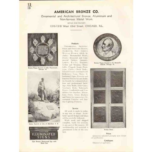 american bronze company 1938 ornamental architectural vintage catalog