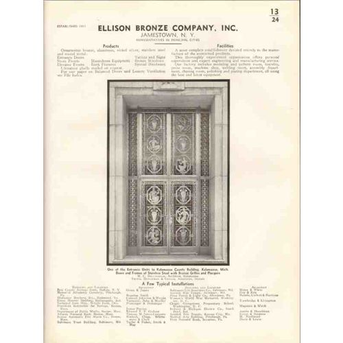 ellison bronze company 1938 entrance doors stainless vintage catalog