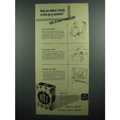 1942 Nabisco Ritz crackers Ad - Your Children's Friends