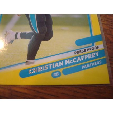 2021 DonRuss, Yellow Press Proof, No Helmet Variation, CHRISTIAN McCAFFREY