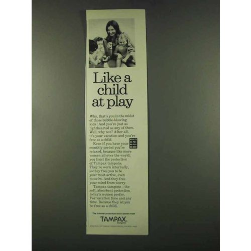 1974 Tampax Tampons Ad - Like a Child at Play