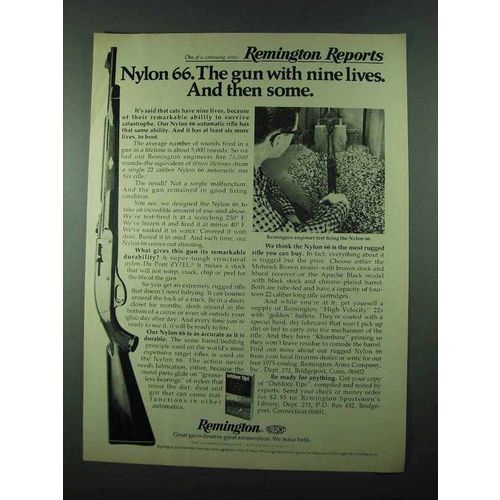 1975 Remington Nylon 66 Rifle Ad - Nine Lives