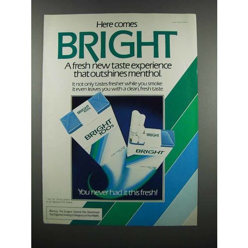1983 Bright Cigarettes Ad - New Taste Experience