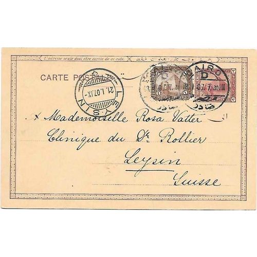 Egypt Sphinx and Pyramid Postal Card 1907 uprated Cairo to Swtizerland