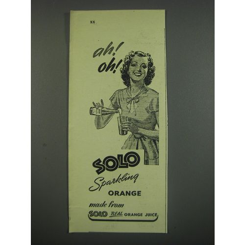 1949 Solo Sparkling Orange Drink Ad - Ah! Oh!