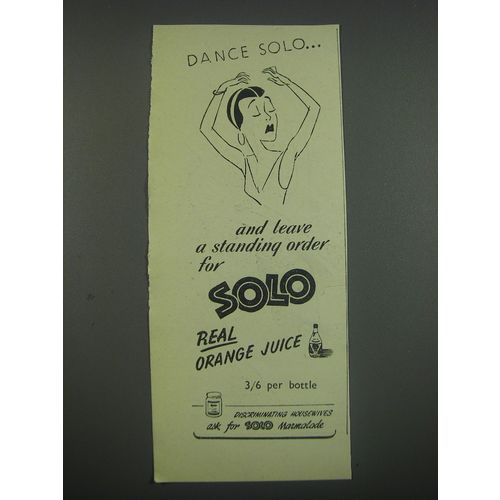 1949 Solo Sparkling Orange Drink Ad - Dance Solo