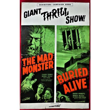 MAD MONSTER, The / BURIED ALIVE (1942 / 1939) vintage UK Pressbook