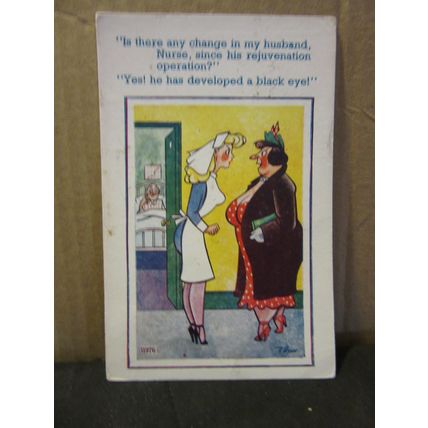 SAUCY SEASIDE POSTCARD used by C. Richter no 11976 nurse hospital 1958 pm /