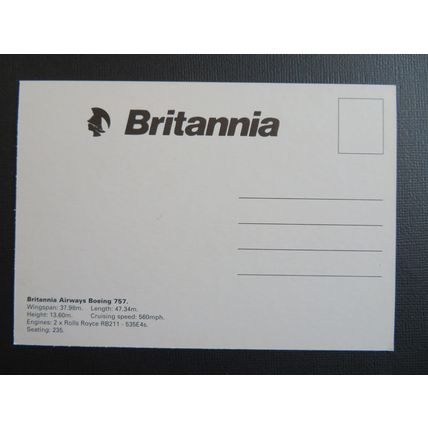 Britannia Airways Boeing 757 Postcard