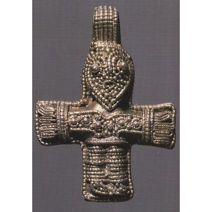 Silver Crucifix Pendant Viking Age from Swedish Birka Grave Postcard