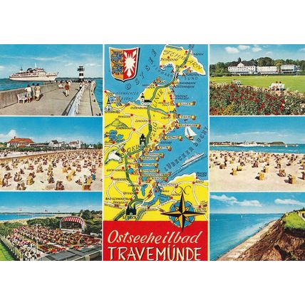 Ostseeheilbad German Baltic Sea Map Postcard