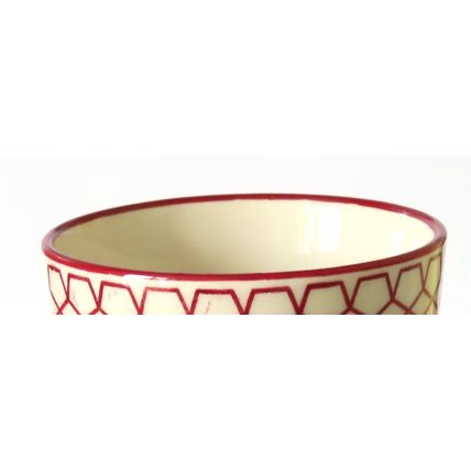 Geometric Design Mug Fine China Burgundy Pattern Rim and Handle 12 CM