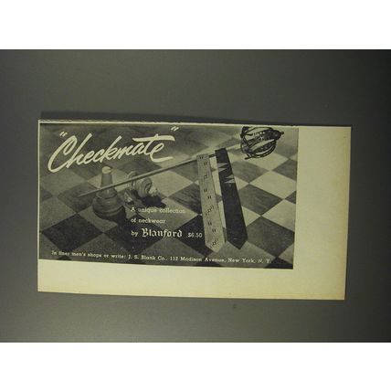 1953 Blanford Checkmate Neckwear Ad - A unique collection of neckwear