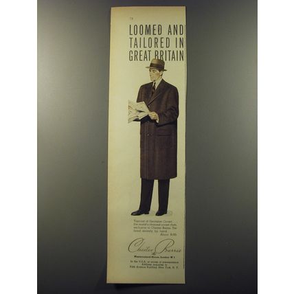 1953 Chester Barrie Topcoat Ad - Loomed and tailored in Great Britain
