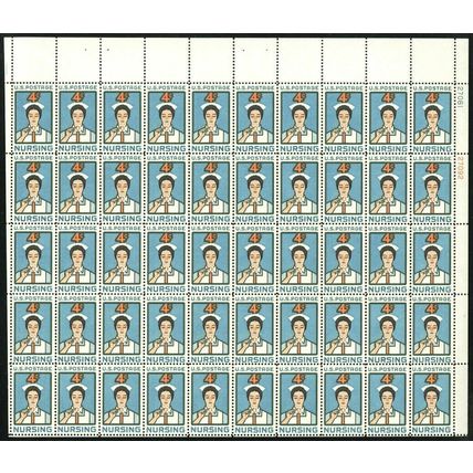 Nursing Sheet of Fifty 4 Cent Postage Stamps Scott 1190