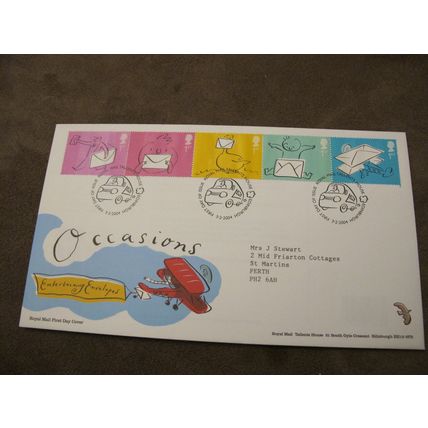 2004 GB FDC Cover - Occasions Greeting stamps - postal van frank