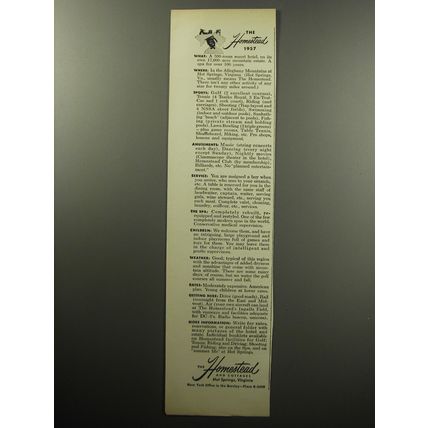 1957 The Homestead Resort Advertisement