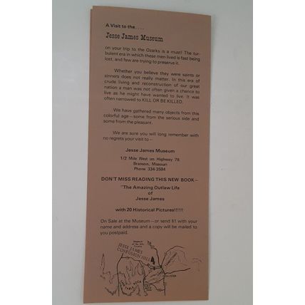50's Jesse James Museum Confusion Hill Brochure Branson Mo. Missouri Mid-Century