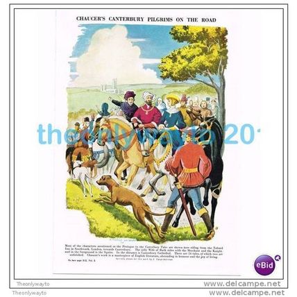 CHAUCER'S CANTERBURY PILGRIMS, Book Illustration, c1953
