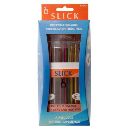 Pony Slick Interchangeable Circular Knitting Pins Set - Craft Aluminium