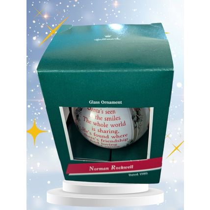 Hallmark Keepsake NORMAN ROCKWELL 1989 Christmas Ornament Glass Ball Santa VTG