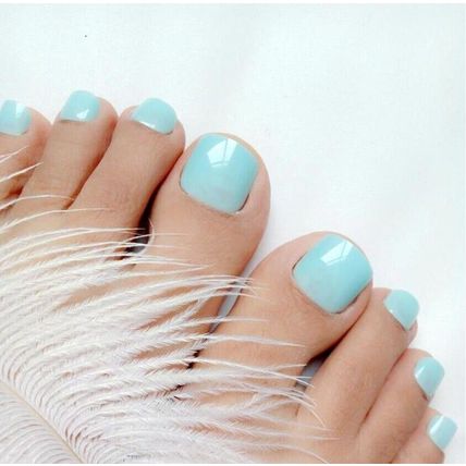 Baby Blue False Toe Nails Press On Square Full Cover Artificial Pedicure Set diy