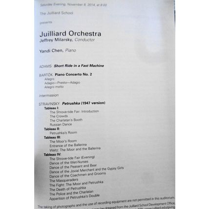 10 Juilliard School Playbills lot, 2014-15 Lincoln Center, NYC