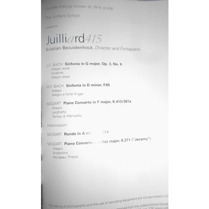 10 Juilliard School Playbills lot, 2014-15 Lincoln Center, NYC