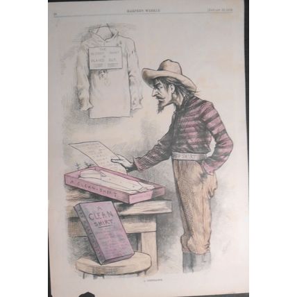 Bloody-shirt] A Christmas-box by Thomas Nast; Harper's Weekly 1879 Hand-colored