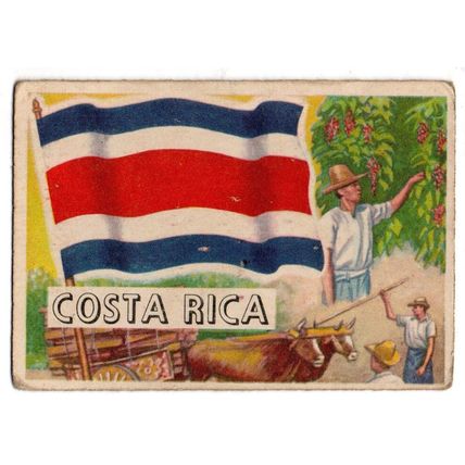 A & B C GUM TRADE CARD FLAGS OF THE WORLD 1959 No.14. COSTA RICA 95 X 67 mm