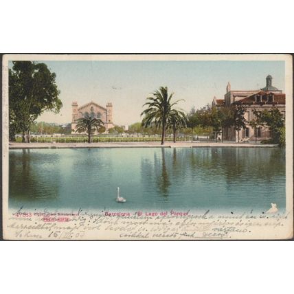 El Lago del Parque, Barcelona, 1909 - Preis Karte Tarjeta Postal