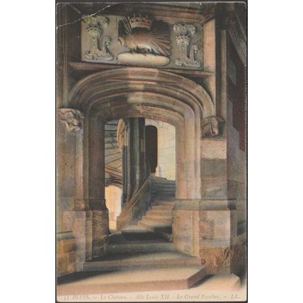 Le Grand Escalier, Aile Louis XII, Le Château, Blois, 1909 - Lévy CPA LL53