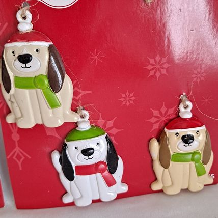 Lot 7 DOG Christmas ORNAMENTS Holiday Time Puppy 2" Holiday Decor