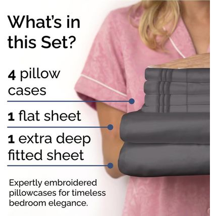 Extra Deep Queen Sheet Set - 6 Piece Breathable & Cooling Sheets - Hotel Luxury
