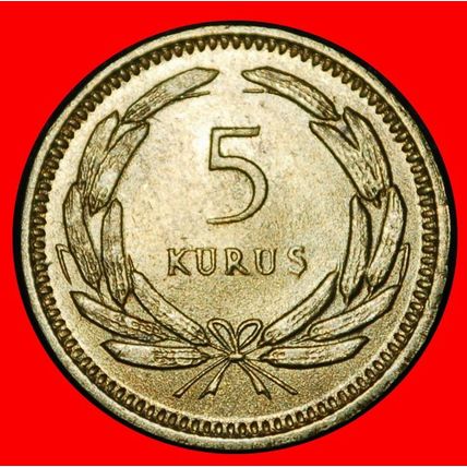Ⰶ CRESCENT ERROR (1949-1957): TURKEY ★ 5 KURUSHES 1957 RARE★LOW START★NO RESERVE