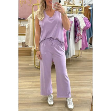 Orchid Petal Mineral Wash Casual Round Neck Tank and Straight Loose Drawstring P