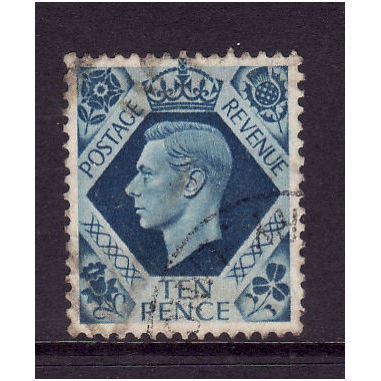 GREAT BRITAIN 1937 SG474 10d TURQU0ISE BLUE FINE USED #3
