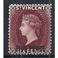 St Vincent 1893 SG60 5d on 6d Carmine-Lake Mounted Mint .. .