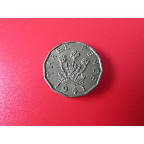 1941 GEORGE VI BRASS THREEPENCE FREE POST COIN - 2. Q