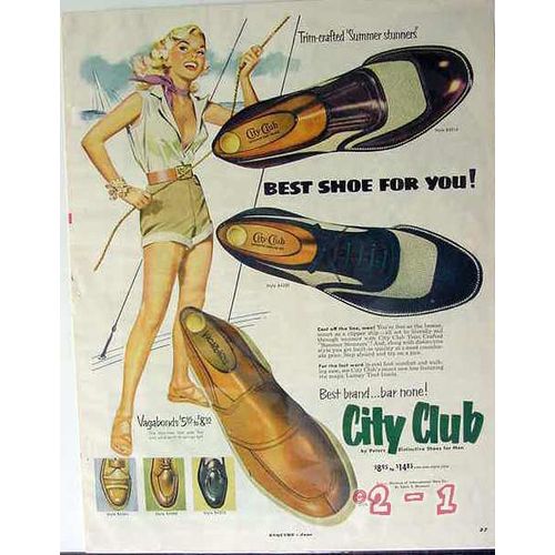 CITY CLUB 1953 Vagabonds mens shoes vintage ad