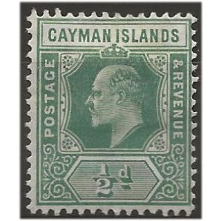 Cayman Isalnds 1902 SG3 1/2d Green Wmk Crown CA Mounted Mint . ..