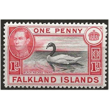 Falkland Islands 1938 SG147a 1d Black & Vermilion Mounted Mint . .. .