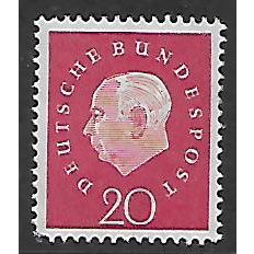 GERMANY 1959 PRESIDENT HEUSS 20pf RED SG B180 FINE USED#2