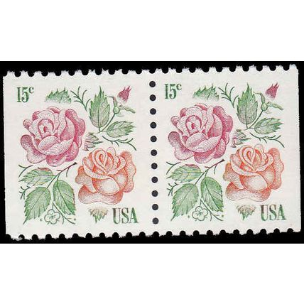 1737 15c Roses Fine MNH Dry Gum BPS Hor Pair V4885